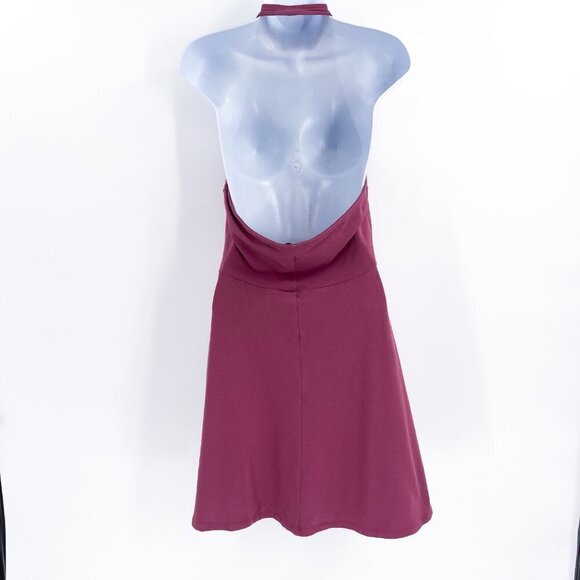 Express Lace Up Choker Sleeveless Skater Backless Mini Dress Mauve Large - Picture 4 of 8